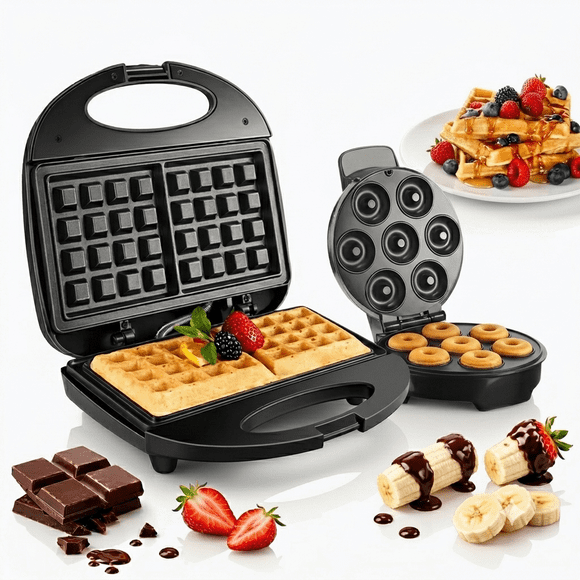 Waflera Cuadrada Donas Mini Maquina Pack Reposteria Combo Dos En Uno Postres FIGOIMPORT