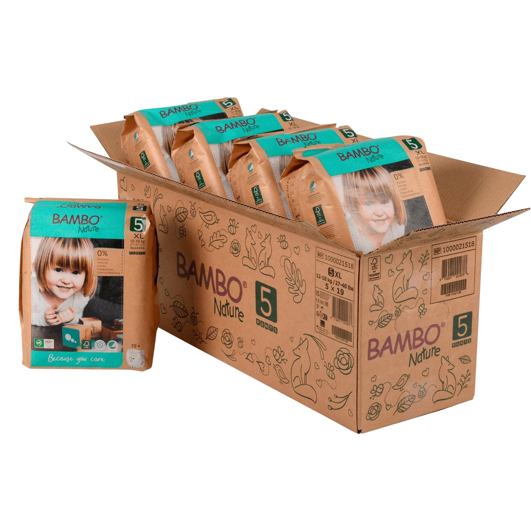 Bambo Nature - Caja Pañales Ecológicos Ecofriendly, Pant 5, Talla Xl, 95 Unidades