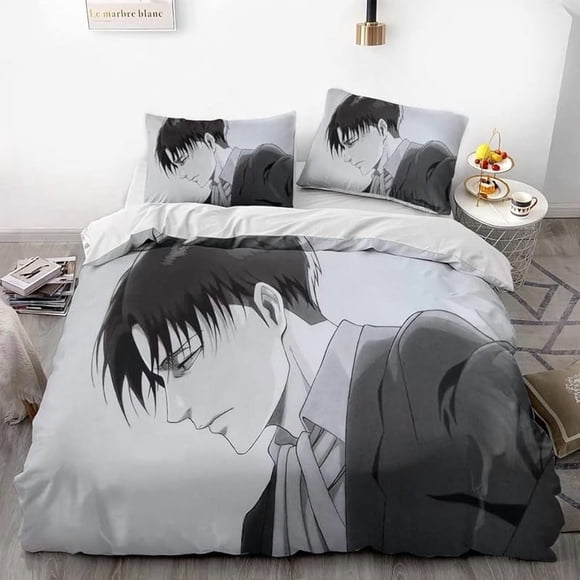Invad-e on Tita-n Eren Levy-i Anime Soft-t 3D Printe -- d Duvet Co-ver Bedding- Set with -Co-mfort-er Cover