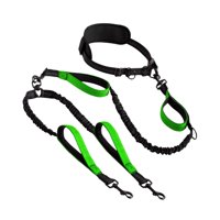 Magideal - Correa Retráctil Para Perros Con Manos Libres Y Doble Elástico Reflectante, Costura Reflectante Antitirones, Correa Doble Para Perros Para Canicross Verde