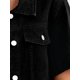 thumbnail image 5 of INSPIRE CHIC Chaqueta Vaquera de Mujer para Regreso a Clases, Manga Corta, Recortada, con Botones, Deshilachada, Lavada, Negra XL, 5 of 6
