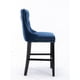thumbnail image 3 of Contemporary Velvet Upholstered Barstools with Button Tufted Decoration and Wooden Legs, and Chrome Nailhead Trim, Leisure Style Bar Chairs,Bar stools, Set of 2 (Blue),SW2002BL, 3 of 3