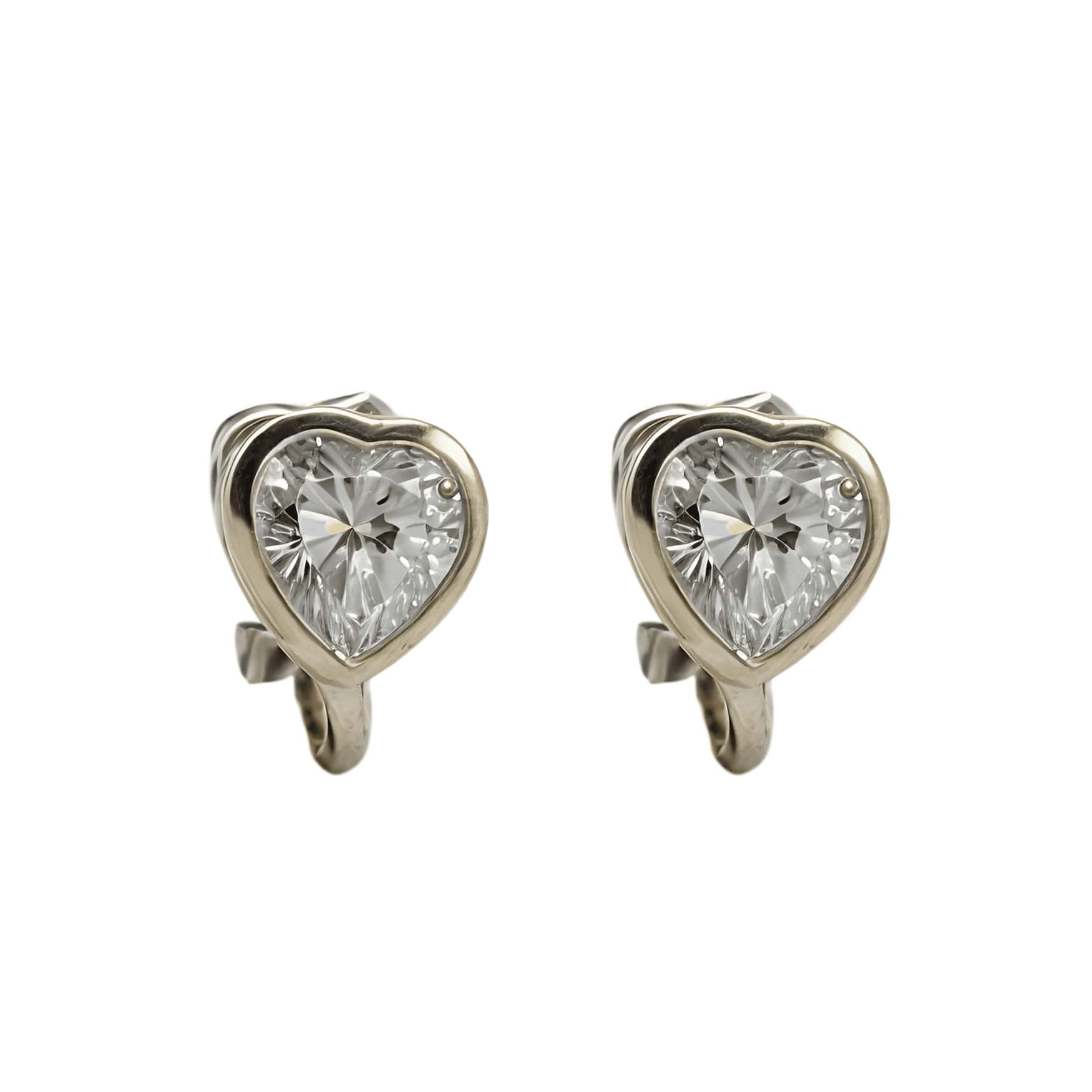 Elbauldejuma - Aros Sin Perforacion Corazon Punto De Luz Chapado En Plata