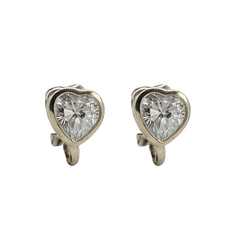 Elbauldejuma - Aros Sin Perforacion Corazon Punto De Luz Chapado En Plata