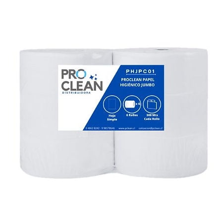 Papel higiénico jumbo hoja simple 6 Rollos X 500 Metros