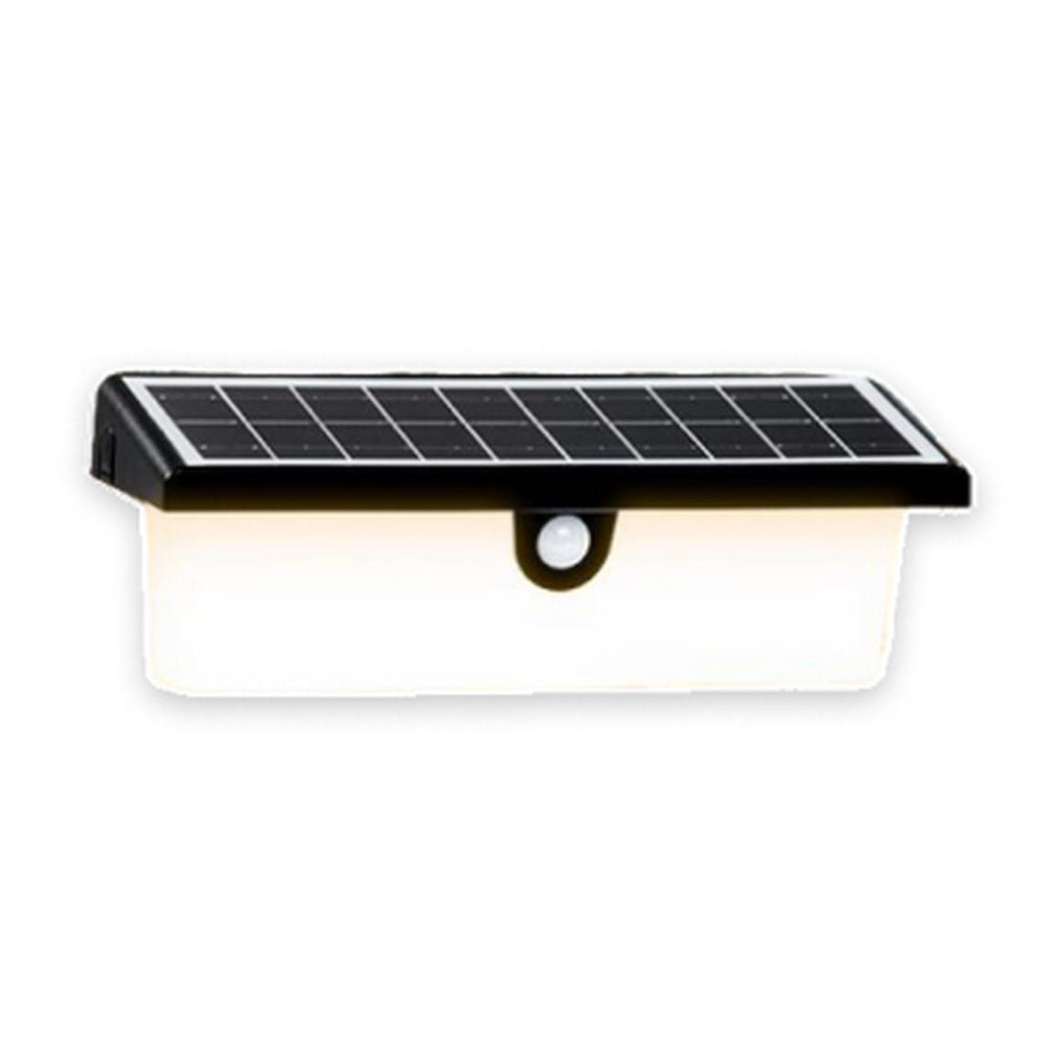 Pro Outdoor - Aplique Solar Rectangular Contra Agua Con Sensor De Movimiento Negro