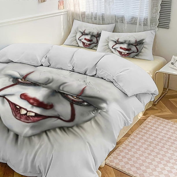Pennywise Print Bedding Set Pattern Duvet Cove Set3 Pieces Quilt Cover And Pillowcases for Women Men Teens