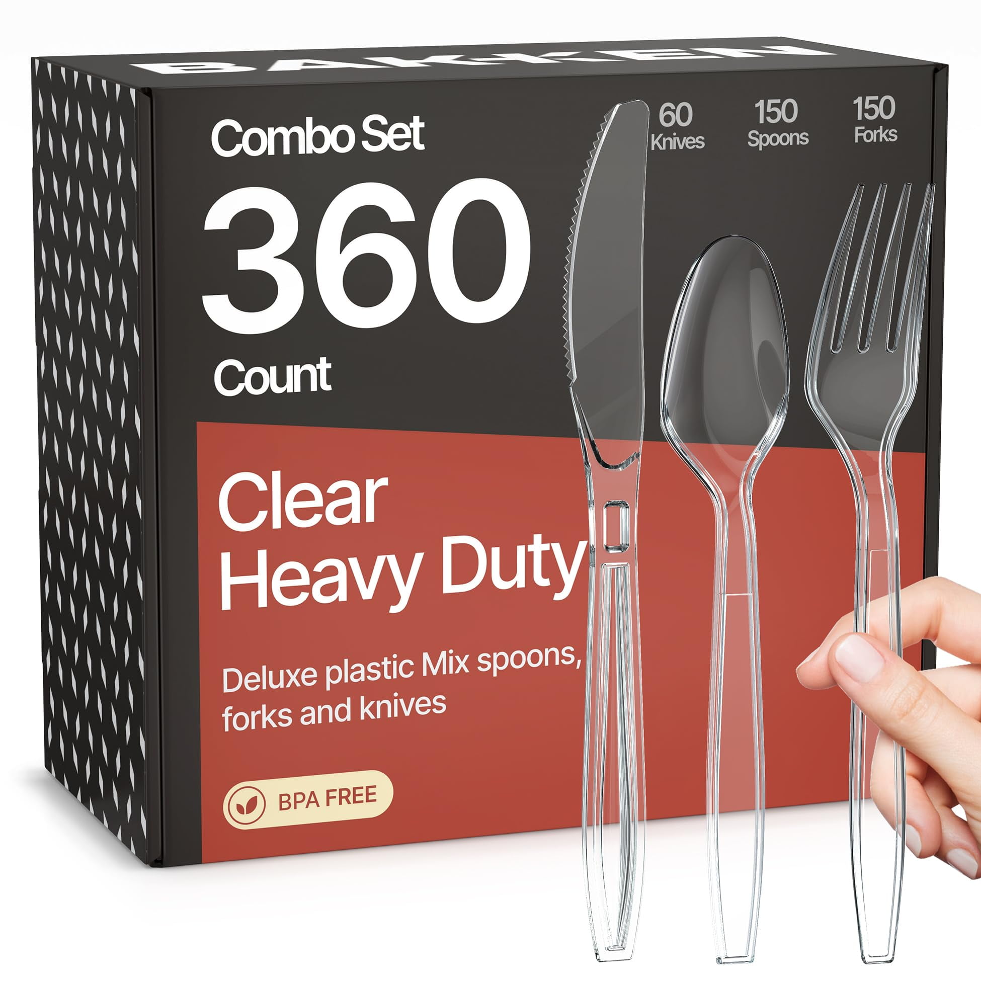 Juego De Cubiertos Bakkenmaster De 360 Piezas, Plástico Transparente Libre De Bpa