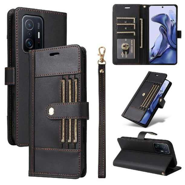 FOXDOCK Funda tipo Cartera para Xiaomi 11T/11T Pro – Cubierta de Cuero PU con Múltiples Ranuras, Bolsillo para Efectivo y Correa de Muñeca