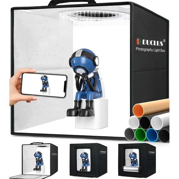 DUCLUS Light Box Photography, caja de luz fotográfica de 12 x 12 pulgadas con 120 luces LED