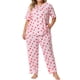 thumbnail image 2 of Agnes Orinda Conjunto de Pijamas de 2 Piezas para Mujer de Talla Grande Estampado de Cerezas Cuello Redondo Manga Corta, 2 of 6