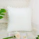 thumbnail image 2 of Funda de Almohada de Terciopelo PiccoCasa con Pompones para Sofá Cama 1PCS Blanco Nieve 20x20 Pulgadas, 2 of 7