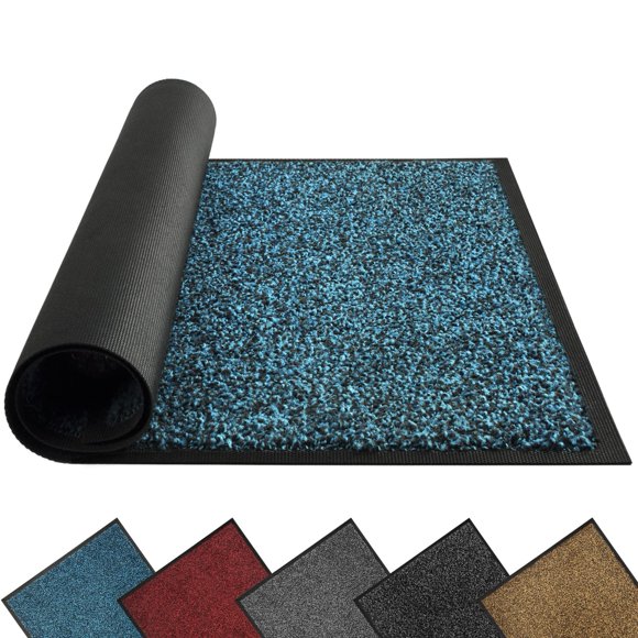 Felpudo Mibao Dirt Trapper, antideslizante, impermeable, 90 x 60 cm, color azul