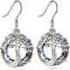 thumbnail image 3 of Exquisite Silvery Tree Design With Hollow Circle Shape Artificial Crystal Decor Dangle Earrings Elegant Minimalist Style Alloy Jewelry Daily Casual, 3 of 3