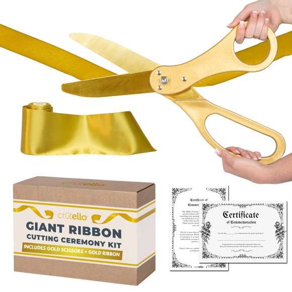 Tijeras Crutello 51 cm Kit de Corte de Cinta Dorada