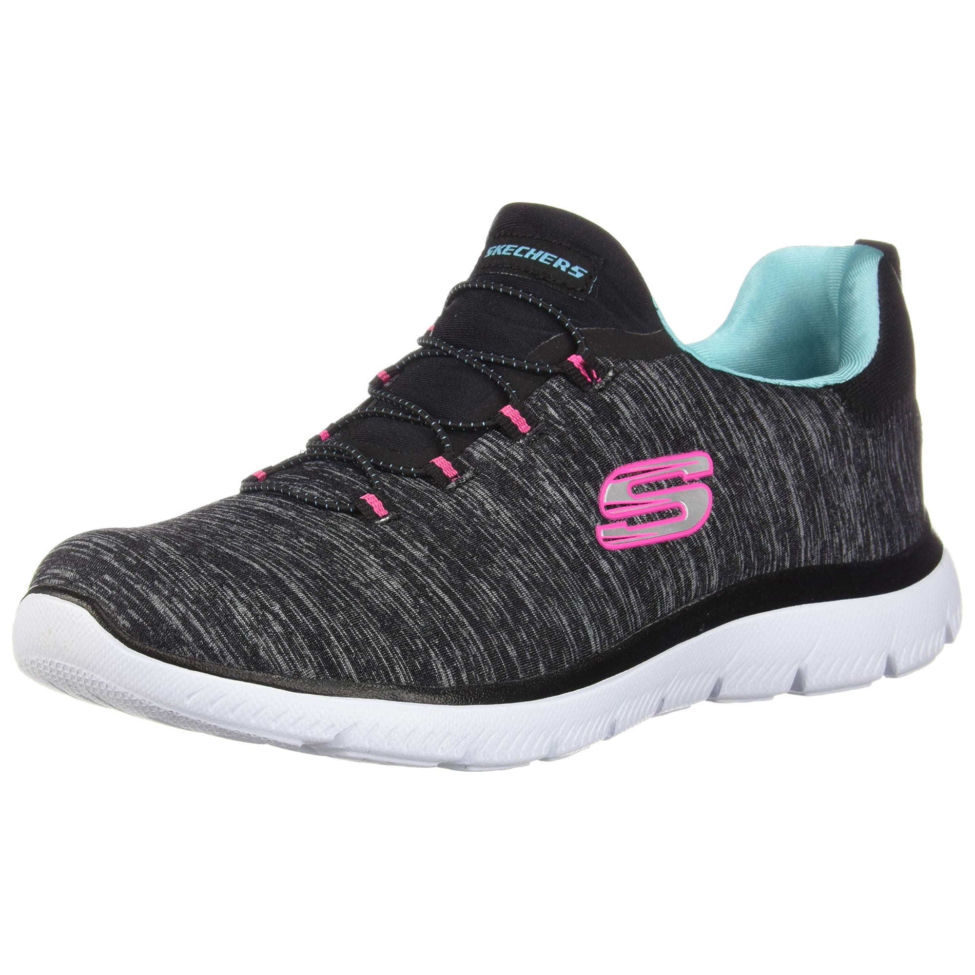 Zapatillas Skechers De Espuma Viscoelástica Para Mujer, Color Negro Y Azul Claro, 8 M