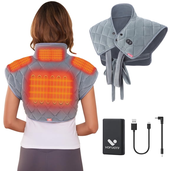 Almohadilla térmica Vofuoti para cuello y hombros con masajeador y batería