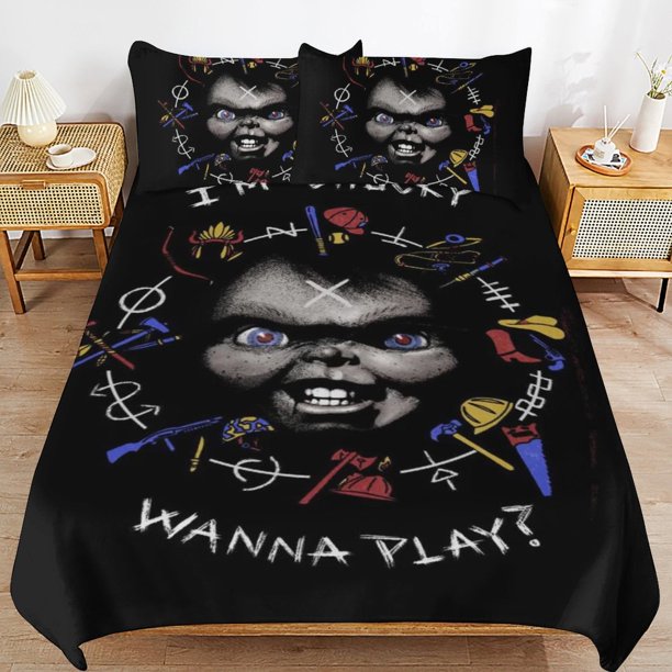 Bride of Chucky Bedding Set Duvet Cover Comfortable and Lightweight Cartoon Bedding 3 Piece Bed Set