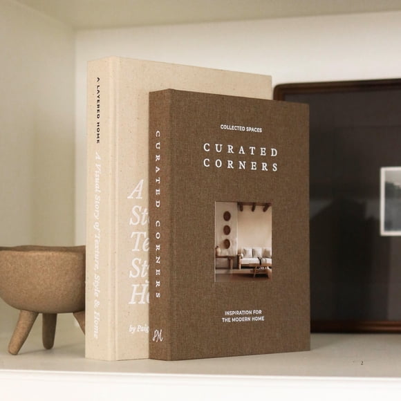 Libros decorativos Paige McRae 2 cajas de almacenamiento de lino falso
