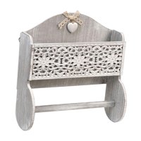 Magideal - Portarrollos De Toallas De Papel Con Estante De Almacenamiento De Exhibición Soporte De Pared De Madera Suministros De Cocina Rústicos Marco De Madera