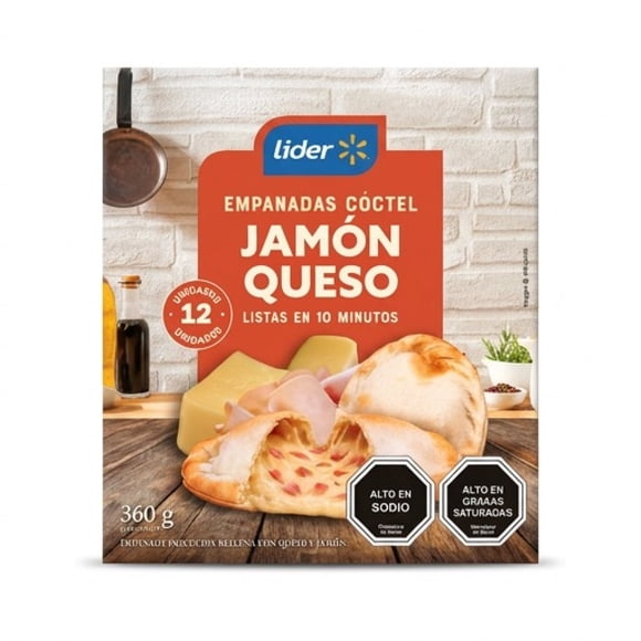 Empanada coctel jamón queso, 12 un, 360 g
