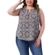 thumbnail image 1 of Top de talla grande para mujer sin mangas con estampado floral, blusa de tirantes con cuello en V, camisetas 3X azul marino, 1 of 6