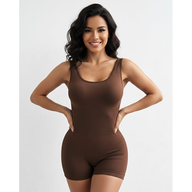 Enterizo Corto Mujer Push Up con Corte en V Espalda