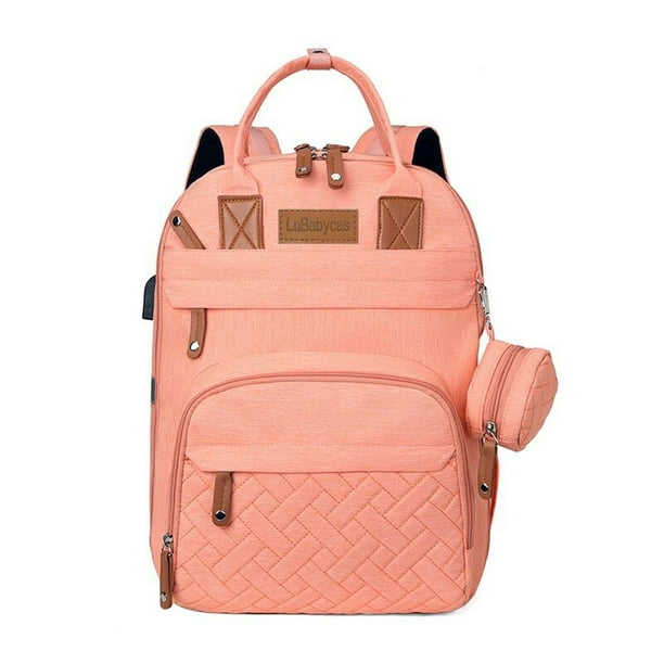 Mochila Pañalera Maternal Con Mudador Rosada LuBabycas