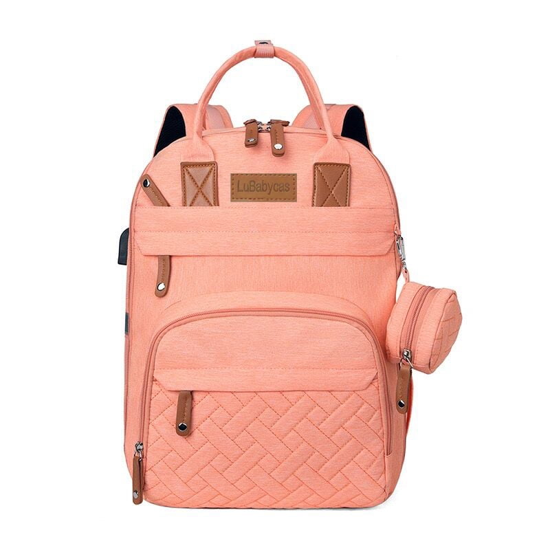 Mochila Pañalera Maternal Con Mudador Rosada Lubabycas