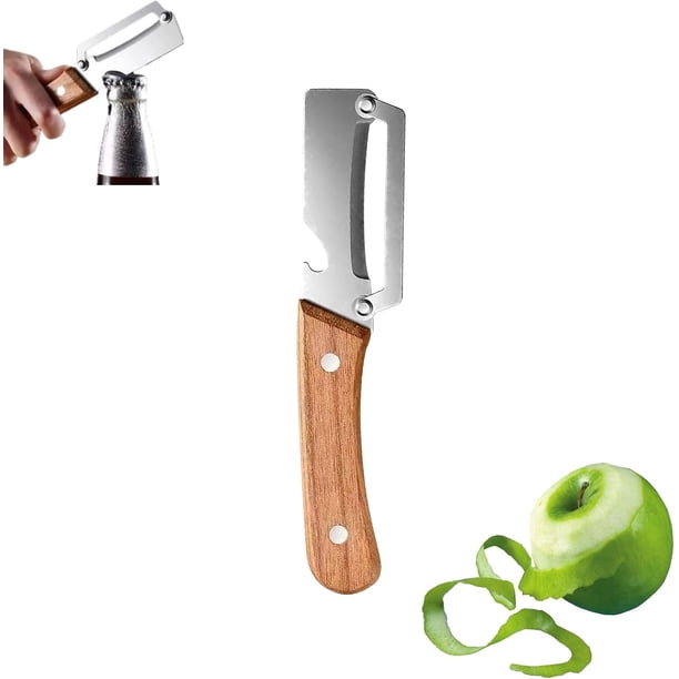 Pelador verduras 2 pack abridor botellas mango madera acero inoxidable