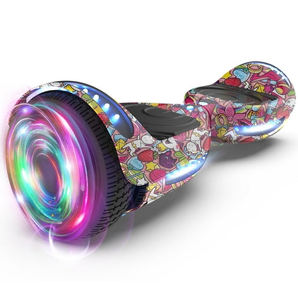 Hoverboard skate eléctrico con altavoz inalámbrico y luces LED adecuado para niños, niñas y niños para uso en interiores y exteriores