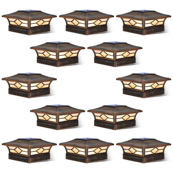 Luces solares para postes JOFIOS, paquete de 12, impermeables, LED blanco cálido/frío