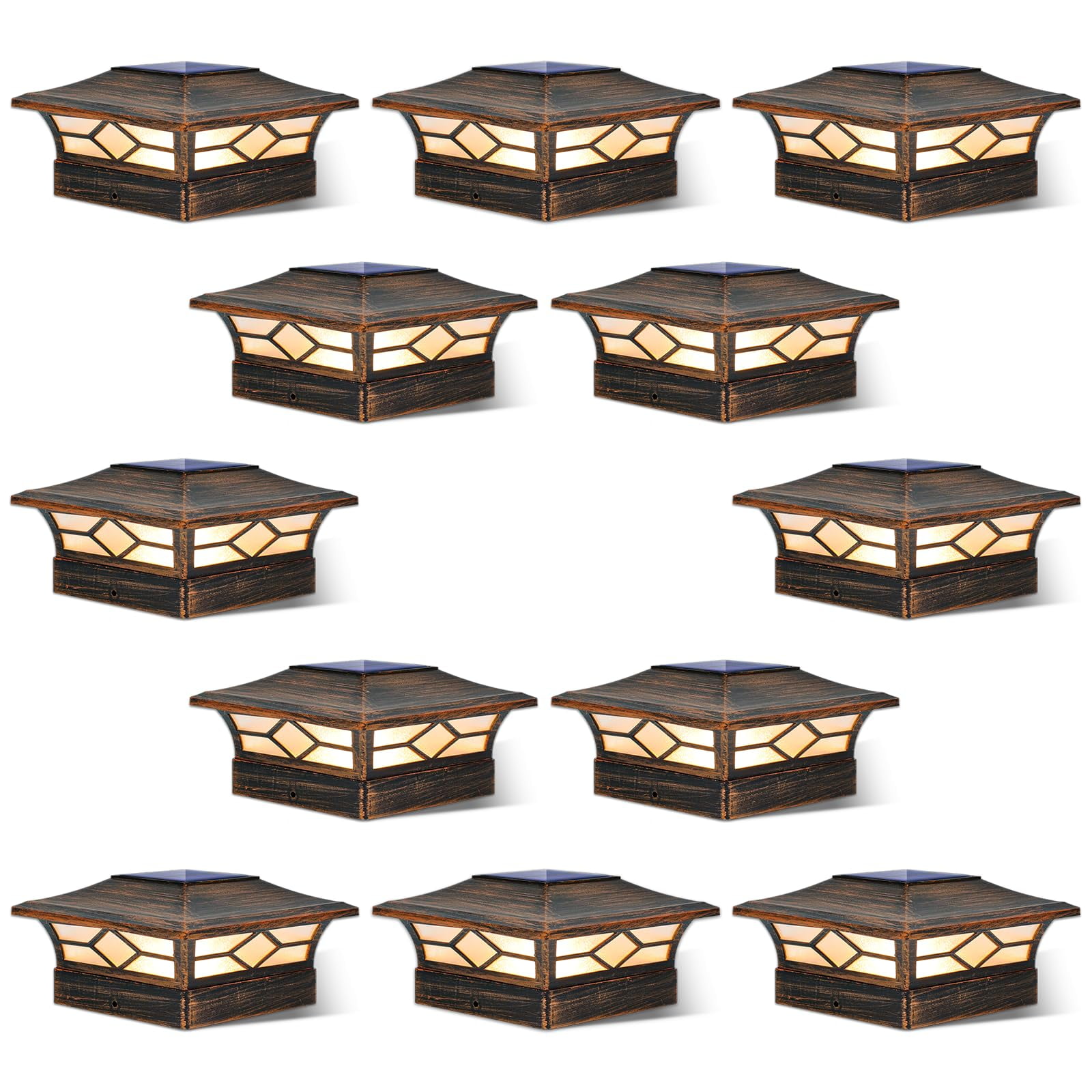 Luces Solares Para Postes Jofios, Paquete De 12, Impermeables, Led Blanco Cálido/frío