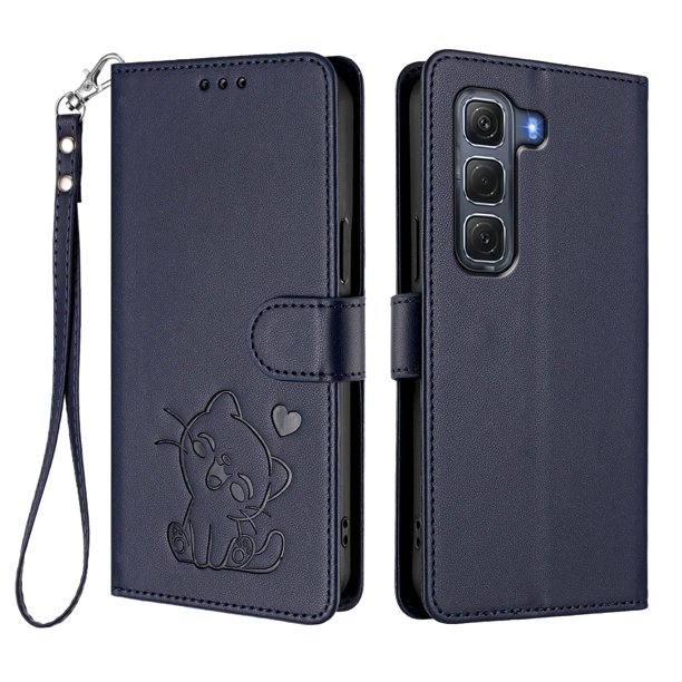 Infinix HOT 60 PRO 4G Funda Billetera con Estampado de Gato, Azul