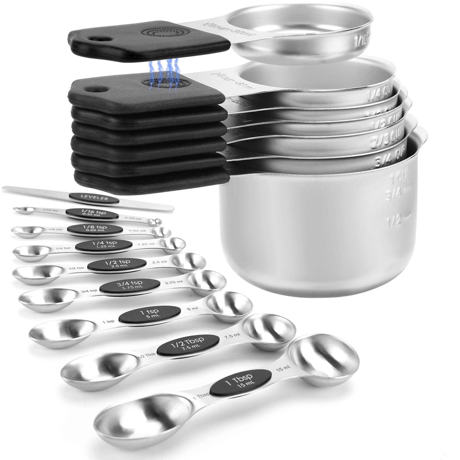 Juego De Tazas Y Cucharas Medidoras Houjip 304 De Acero Inoxidable