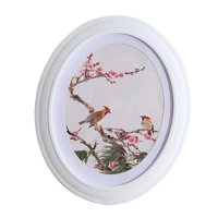 Magideal - Marco De Fotos De Madera Ovalado, Marco De Fotos De Madera, Soporte De Tarjeta Montado En La Pared, Soporte Grabado Para Zhuo Home Wedding Home Bedroo , Blanco B-Blanco