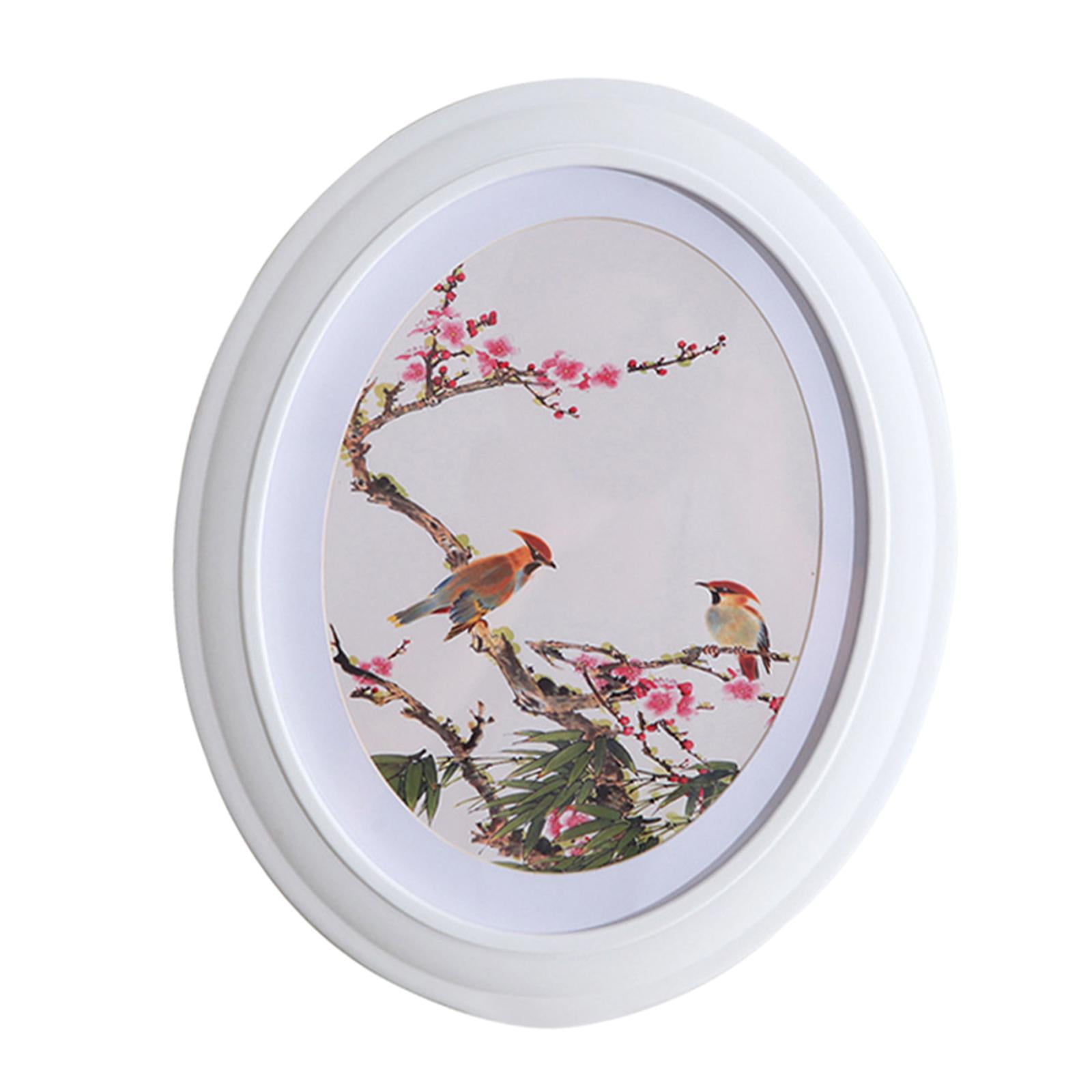 Magideal - Marco De Fotos De Madera Ovalado, Marco De Fotos De Madera, Soporte De Tarjeta Montado En La Pared, Soporte Grabado Para Zhuo Home Wedding Home Bedroo , Blanco B-blanco