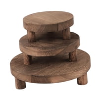 Magideal - 3Pccs Taburetes De Madera De Madera De Madera Plantación Pequeña Plantación Polivalente Planificación De Servicios Rústicos Para Jarrones Decorativos Marrón Oscuro