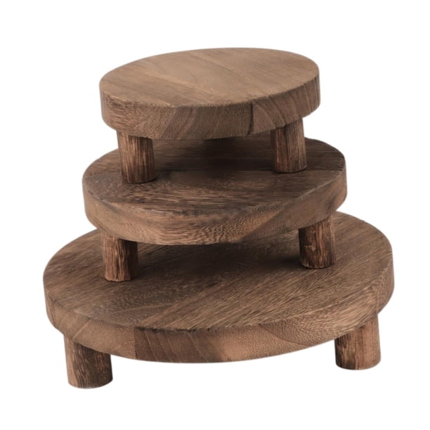 3pccs Taburetes de Madera de Madera de Madera Plantación Pequeña Plantación Polivalente Planificación de Servicios Rústicos para Jarrones Decorativos Marrón oscuro