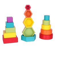 Oem - Puzzle Encaje Apilable De Madera Figuras Geométricas