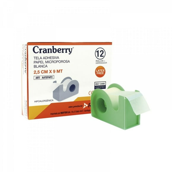 Tela Adhesiva Papel Microporosa 2.5 Cm x 9 Mt, 12 Rollos + Dispensador