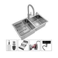 Genérico - Lavaplatos 78X43Cm Con Llave 2 Modos Accesorios Cromado