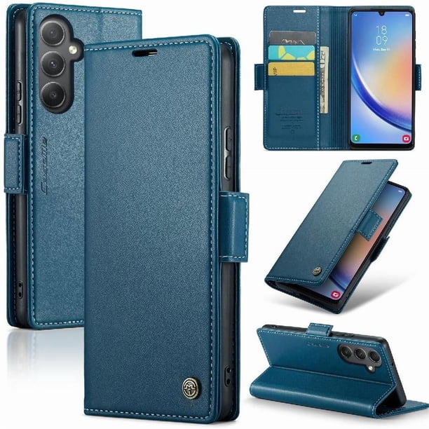 CaseMe tipo cartera Samsung Galaxy A34 5G con cierre magnético, RFID, tarjetero, soporte, carga inalámbrica