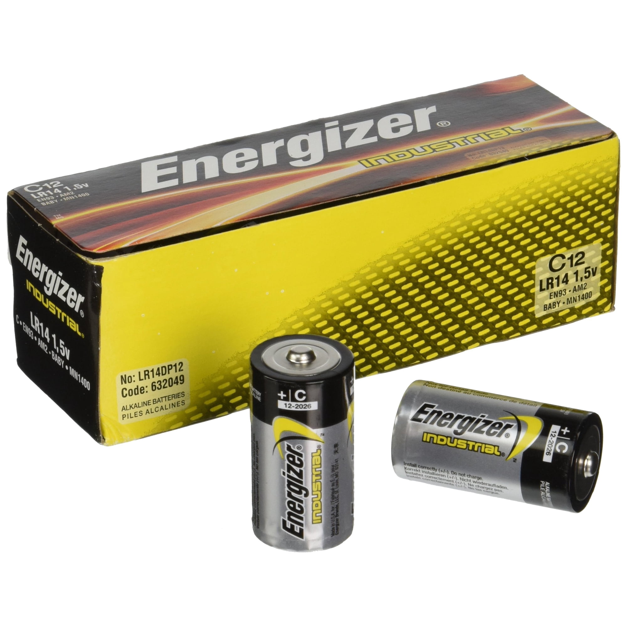 Eveready - Pilas Energizer C Alcalinas Industriales De 1,5 V (paquete De 12)
