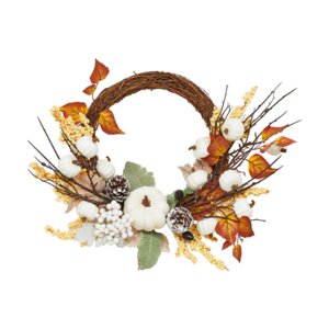 Magideal - Corona De Hojas De Arce Artificiales Para Puerta De Entrada, 60 Cm, Diseño De Cosecha De Otoño, Adorno Versátil, Corona De Halloween Para Exteriores E