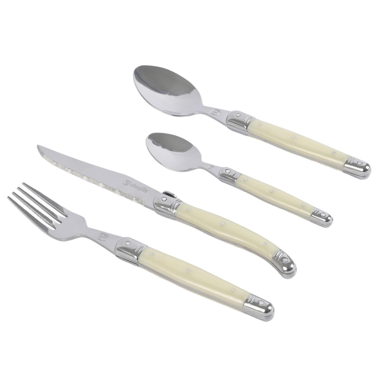 Set De Cuchillería 24 Pcs Cubiertos Versalle Simplit Blanco