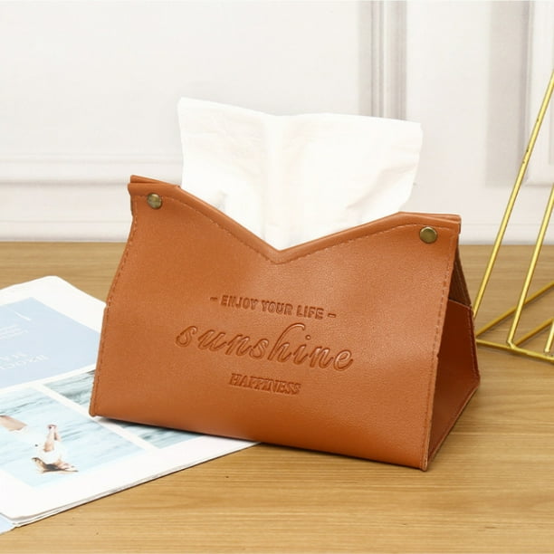 1pc Nordic Leather Tissue Box - Large Storage Box for Home Living Room, Bedroom, Kitchen - Napkin Holder and Desktop Organizer