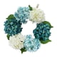 thumbnail image 2 of Anillo de guirnalda de flores falsas de hortensias de estilo europeo, guirnalda azul + blanco, 2 of 5