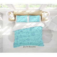 Milsleep - 3D De Dibujos Animados De Animales Marinos Tiburón Patrón Funda Nórdica Juego De Ropa De Cama Set Funda Nórdica