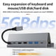 thumbnail image 5 of 7 en 1 Steam Deck Dock Accesorios USB 3.0 HDMI 4K@60Hz Gigabit Ethernet 1000Mbps USB-C PD 100W HUB-Color plata, 5 of 6